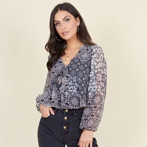Tie Front Crop Blouse